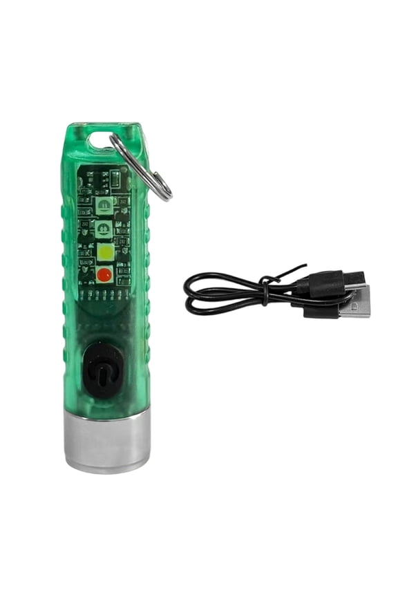 Rgb Keychain Flashlight Usb-C Rechargeable Mini Torch Waterproof Led Side Light For Camping Hiking Emergency Daily Carry(Green-6Cm)