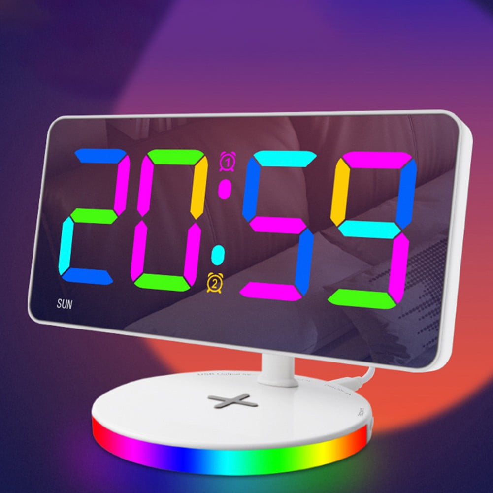 RGB Night Light Alarm Clock with Wireless Charging Feature for Easy ...