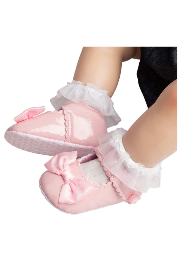 0-6 Months Rain Boots For Girls Infant Baby Girls Solid Color Bow Soft Sole Bowknot Princess Dress Newborn Light Baby Sneaker Shoes Pink