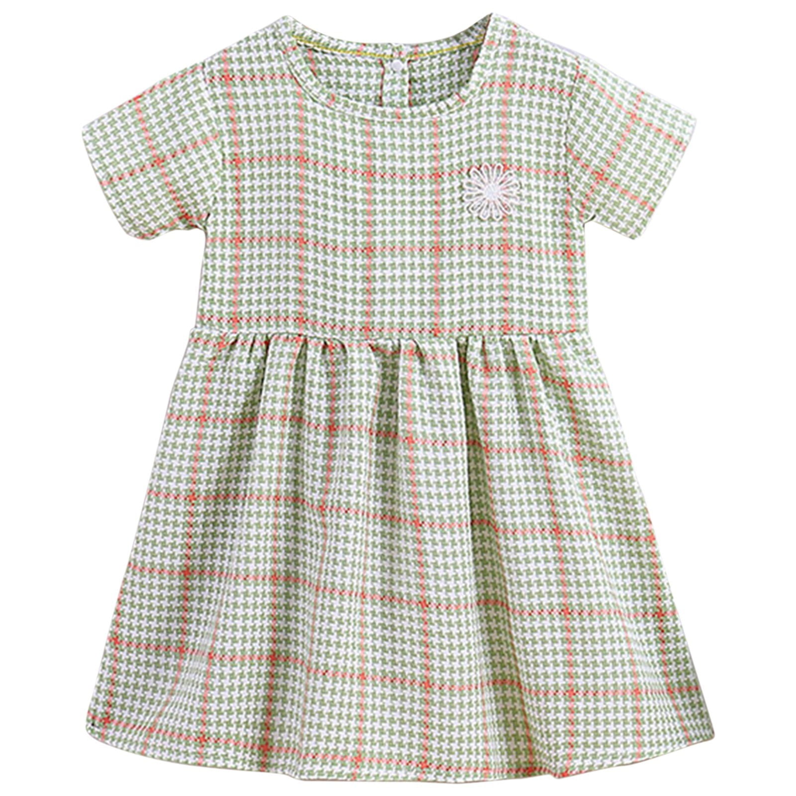 Rgdypko 2024 New Girls Kids Toddler Dresses Summer Short Sleeves