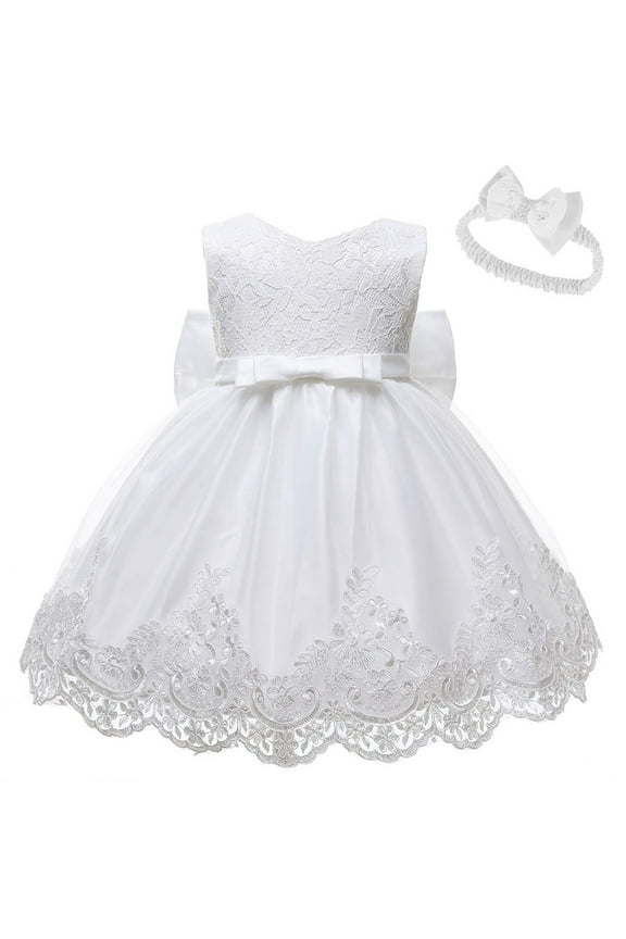 2025 New Girls Dresses Clothes Baby Tutu Formal Dress +Headband Bowknot&nbsp;Princess Girls Wedding Lace Girls Dress&Skirt Casual Sundress
