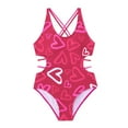 thumbnail image 1 of Rgdypko 7-8 Years Babys Wimsuits For Girls Sleeveless 1 Piece Heart Print Swimsuit Beach Swimwear Retro Girl Clothes Hot Pink, 1 of 6