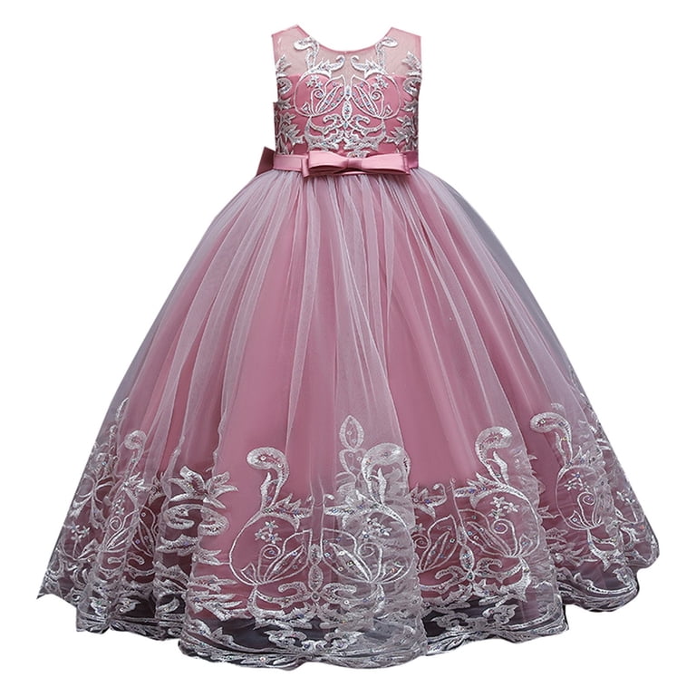 chinese dress ladies Cute Puffy Lace Appliqued Sleeveless Flower Girl Dresses Champagne / 7
