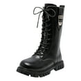 thumbnail image 1 of Rgdypko Girls Boots Lightweight Shoes Children Comfortable And Soft Flat Boots Fashionable Lace Up Boot Size 4-4.5 Years, 1 of 9