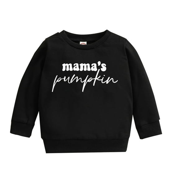 Rgdypko Toddler Baby Boy Girl Long Sleeve Shirts Pumpkin Letter Print Pullover Black Sweatshirt Tops Fall Outfit Casual Clothes