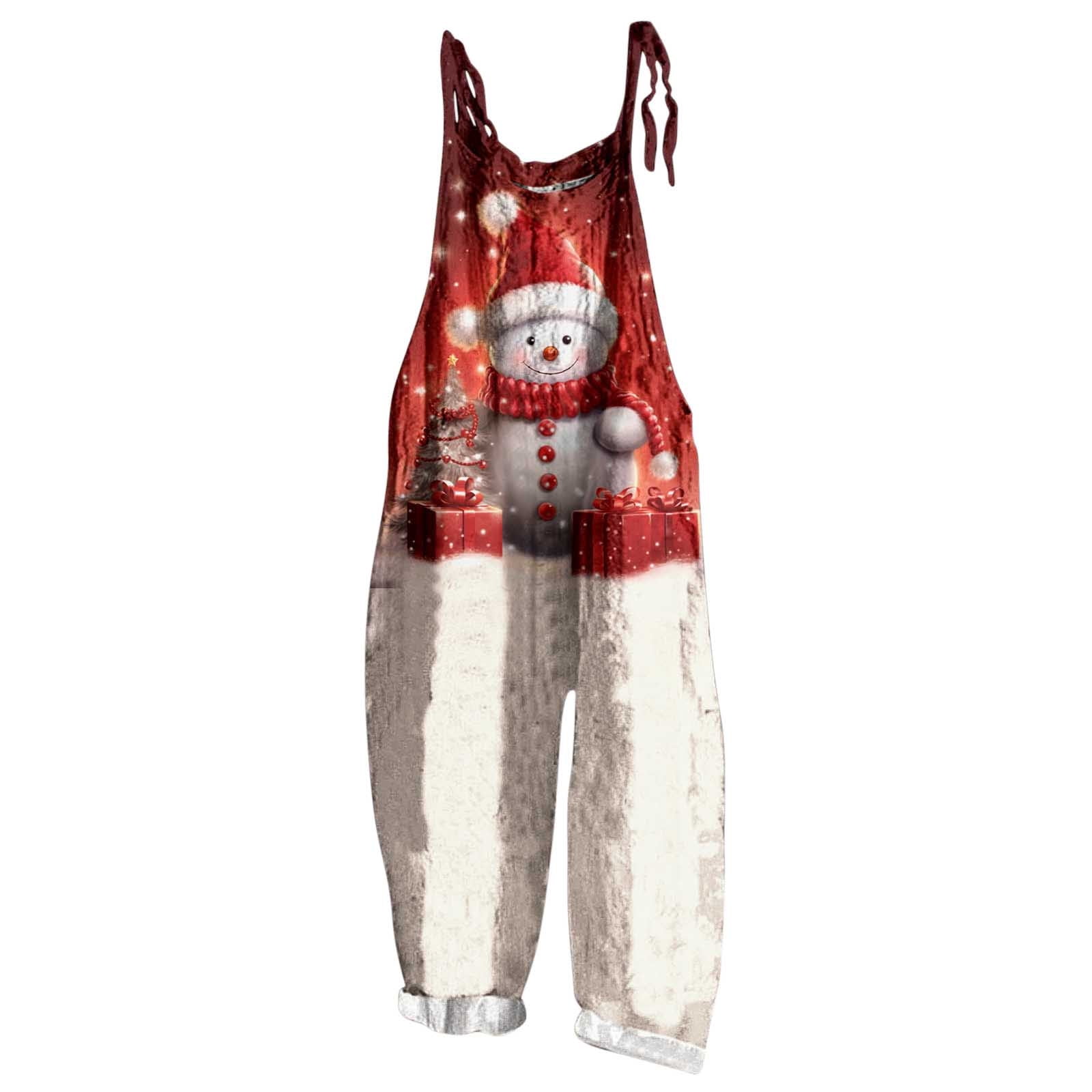 Rgdypko Trendy Womens Jumpsuits Casual Christmas Snowman Print