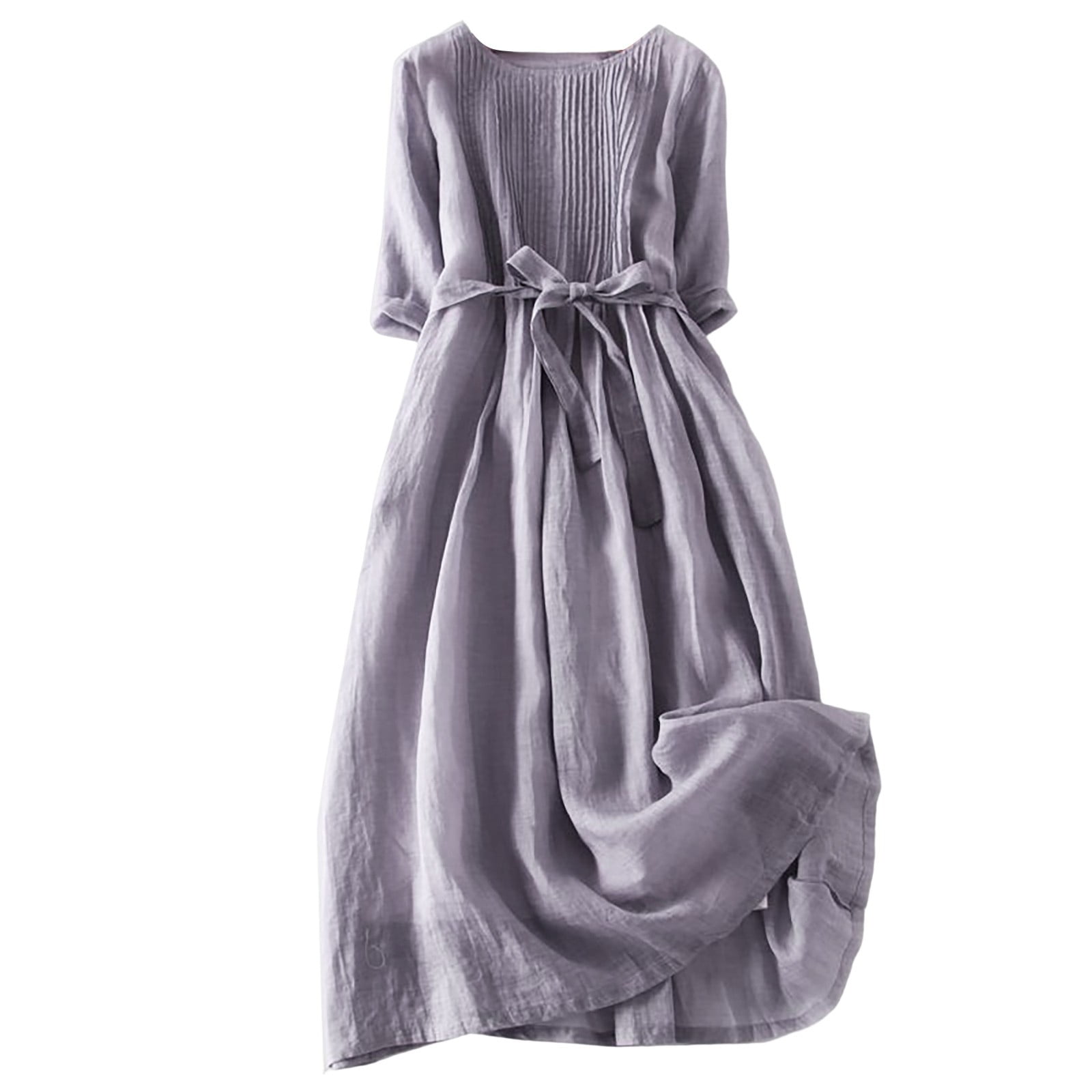 Rgdypko Womens Dresses Holiday Party Dress Summer Lace Up Beach Solid Long Dress Basic Versatile Clothing Styles