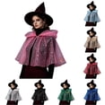 thumbnail image 1 of Rggeeun Adults Halloween Witch Short Cape, Mesh Glitter Star Moon Printed Hooded Capes for Halloween Party Classic Capes,Pink,S, 1 of 4