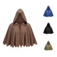 thumbnail image 1 of Rggeeun Adults Hooded Cape Solid Color Cropped Pointed Hem with Front Tie Closure for Halloween Everyday Use Relaxed Capes,Brown,One Size, 1 of 4