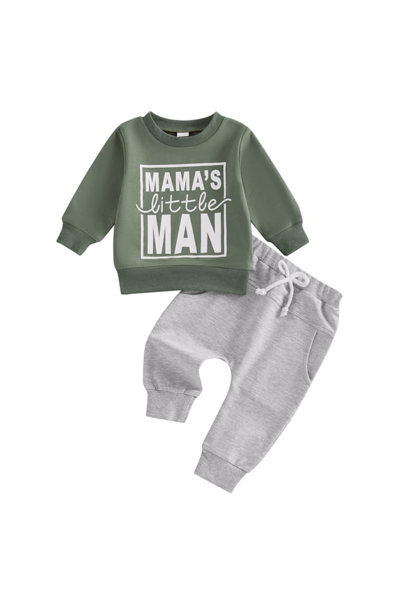 Baby Boys Clothes Sets Letter Printed Comfortable Long Sleeve Crew Neck Sweatshirt And Pants Combo For Kids Everyday Casual Wear Outdoor Activities And Parties Sweet Outfit,Green,3-6 Months