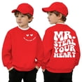thumbnail image 1 of Rggeeun Baby Boys Sweatshirt Casual Letter Graphic Print Soft Blend Long Sleeve Crewneck For Kids Youth Relaxed Fit Tops,Red,13-14 Years, 1 of 4