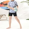 thumbnail image 1 of Rggeeun Baby Boys Swimsuit Set 2Pc Cute Fish Pattern Short Sleeve Crew Neck Top & Elastic Waist Above Knee Swim Trunks for Summer Holiday Beach Comfort Beachwear,Gray,13-14 Years, 1 of 8