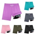 thumbnail image 1 of Rggeeun Baby Boys Swimsuit Set Color Block Elastic Waist with Adjustable Tie Double Layer Trunks Wide Leg for Summer Splash Fun Kawaii Swim Wear,Purple,9-10 Years, 1 of 5