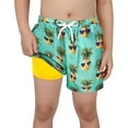 thumbnail image 1 of Rggeeun Baby Boys Swimsuit Set Cute Fruit Pattern Elastic Waist with Adjustable Tie Double Layer Wide Leg Knee Length Swim Trunks for Summer Holiday Beach Adorable Beachwear,Green,13-14 Years, 1 of 4