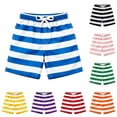 thumbnail image 1 of Rggeeun Baby Boys Swimsuit Set Cute Striped Pattern Elastic Waist Double Layer with Adjustable Tie Wide Leg Knee Length Trunks for Summer Holiday Beach Versatile Swim Wear,Blue,7-8 Years, 1 of 4