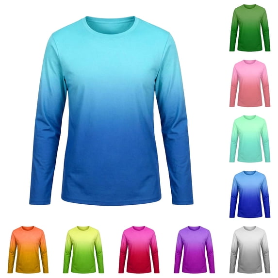 Rggeeun Baby Boys Swimsuit Set Gradient Style Long Sleeve Crew Neck Rash Guard Elastic Swim Shirt for Summer Resort Swimming Lovely Swim Wear,Blue,11-12 Years