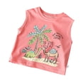 thumbnail image 1 of Rggeeun Baby Boys T-Shirts Cartoon Graphics Summer Theme Tank Sleeveless Crew Neck Knitted For Kids And Children Play Daily Relaxed Fit Tops,Pink,11-12 Years, 1 of 3