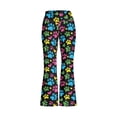 thumbnail image 1 of Rggeeun Baby Girl's Yoga Pants Cute Colorful Floral Pattern Stretch High Waist Slim Fit Bootcut Ankle Length For All Season Club Party Classic Trousers,Black,3-4 Years, 1 of 3