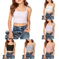 thumbnail image 1 of Rggeeun Baby Girls Blouse Solid Color Ribbed Spaghetti Strap Camisole Cropped U Neck Soft Lightweight for Summer Outdoor Fashion Tops,Pink,9-10 Years, 1 of 4