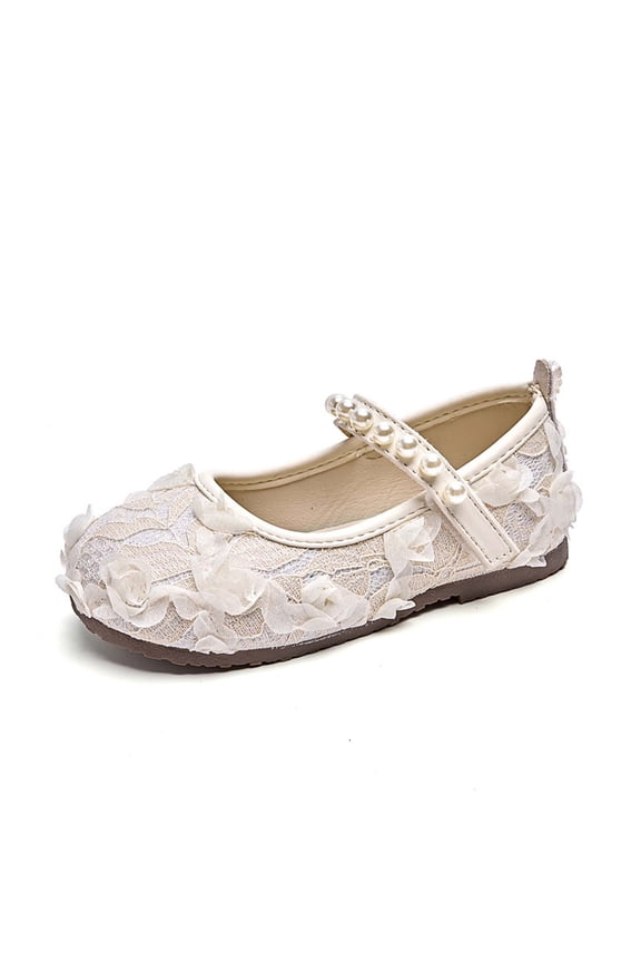 Baby Girls Sandals Gradient Style Bead Adjustable Ankle Strap Open-Toe Wide Glitter Ruffle Trim Flat Heel For Summer Everyday Wear Versatile Shoes,White,18-24 Months