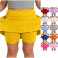 thumbnail image 1 of Rggeeun Baby Girls Skirt Solid Color Athletic Large Ruffle Above Knee Elastic High Waist Relaxed Fit for Summer Beach Lounging Fashion Skirts,Yellow,10-11 Years, 1 of 6