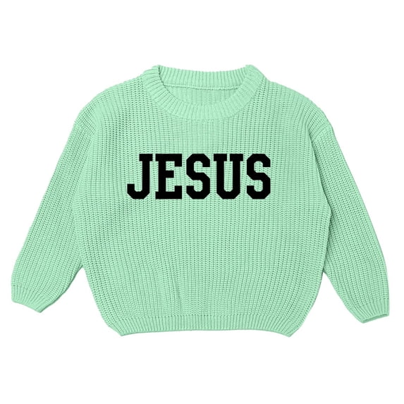 Rggeeun Baby Girls Sweaters Floral Embroidery Design Hand Embroidered Pure Knit Crew Neck Long Sleeve For Delicate Soft And Comfortable Kids Youthful Tops,Light Green,3-4 Years