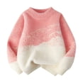 thumbnail image 1 of Rggeeun Baby Girls Sweaters Geometric Irregular Graphics Fall & Winter Knitted Long Sleeve Crew Neck Loose Fit Knitwear Casual Base Top Versatile Knitwear,Red,7-8 Years, 1 of 2
