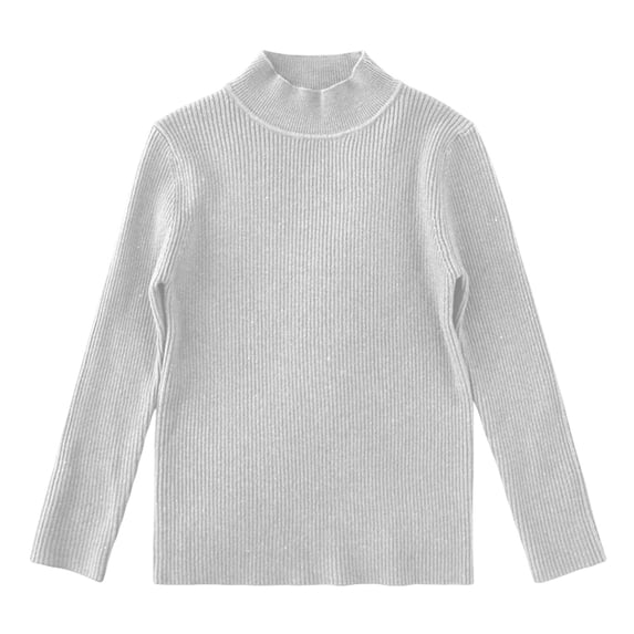 Rggeeun Baby Girls Sweaters Solid Color Winter Knit Soft Crew Neck Long Sleeve Thermal Tops For Kid Casual Versatile Pullover,White,9-10 Years