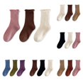 thumbnail image 1 of Rggeeun Baby Socks Crew Socks Lightweight Ribbed Ruffle Socks Soft Stretch Cotton Socks Boys Girls Fall 3 Pairs of Socks Training Relaxed,Pink,6-8 Years, 1 of 3