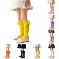 thumbnail image 1 of Rggeeun Baby Socks Ribbed Knee High Socks with Bow Boys Girls Cozy Cotton Socks Fall Winter Play Sports Fashion,Yellow,One Size, 1 of 4