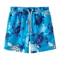 thumbnail image 1 of Rggeeun Boys Child Swimsuit Set Cartoon Animal Pattern Elastic Waist with Adjustable Tie Wide Leg Knee Length Swim Trunks for Summer Pool Training Fashion Swimwear,Blue,7-8 Years, 1 of 3