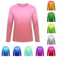 thumbnail image 1 of Rggeeun Boys Child Swimsuit Set Gradient Style Long Sleeve Crew Neck Rash Guard Elastic Swim Shirt for Summer Beach Play Casual Beachwear,Pink,9-10 Years, 1 of 4