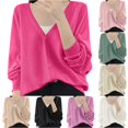 thumbnail image 1 of Rggeeun Cardigan Sweaters for Women Fall Cardigans Button Down Knit Tops V Neck Long Sleeve Soft Clothes Office Wear Elegant,Pink,2XL, 1 of 3