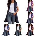 thumbnail image 1 of Rggeeun Cardigan Sweaters for Women Long Cardigans Open Front Sleeveless Knit Tops Casual Fall Coat Everyday Use Versatile,Blue,S, 1 of 5