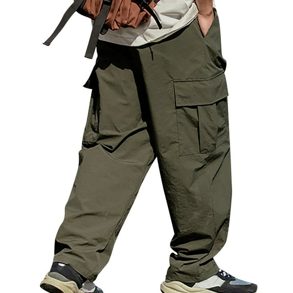 Rggeeun Cargo Pants For Men Relaxed Fit Sport Pants Jogger Sweatpants Drawstring Outdoor Trousers With Pockets Loose Fit Joggers Classic