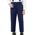 thumbnail image 1 of Rggeeun Child Boy Pants Back To School Elastic Waist Solid Color Suspender Pants Straight Leg Relaxed Fit Ankle Length Side Pockets Summer Fall Athletic Training Cool Trousers,Blue,13-14 Years, 1 of 4