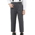 thumbnail image 1 of Rggeeun Child Boys Pants Back To School Elastic Waist Solid Color Suspender Pants Straight Leg Relaxed Fit Ankle Length Side Pockets Summer Fall Party Basic Trousers,Gray,6-7 Years, 1 of 4