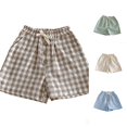 thumbnail image 1 of Rggeeun Child Boys Shorts Cute Plaid Pattern Elastic Waist With Adjustable Drawstring Side Pockets And Front Buttons Loose Fit For Summer Everyday Wear Adorable Bottoms,Brown,6-12 Months, 1 of 4