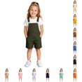 thumbnail image 1 of Rggeeun Child Girl Hiking Pants Solid Color Suspender Pants Wide Leg Relaxed Fit Side Pockets Above Knee Lightweight For School Activities Stylish Trousers,Green,6-7 Years, 1 of 9