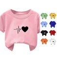 thumbnail image 1 of Rggeeun Child Girls Blouses Cute Heart Pattern Short Sleeve Crew Neck Plus Size Loose Soft Breathable for Summer Outdoor Stylish Tops,Pink,4-5 Years, 1 of 4