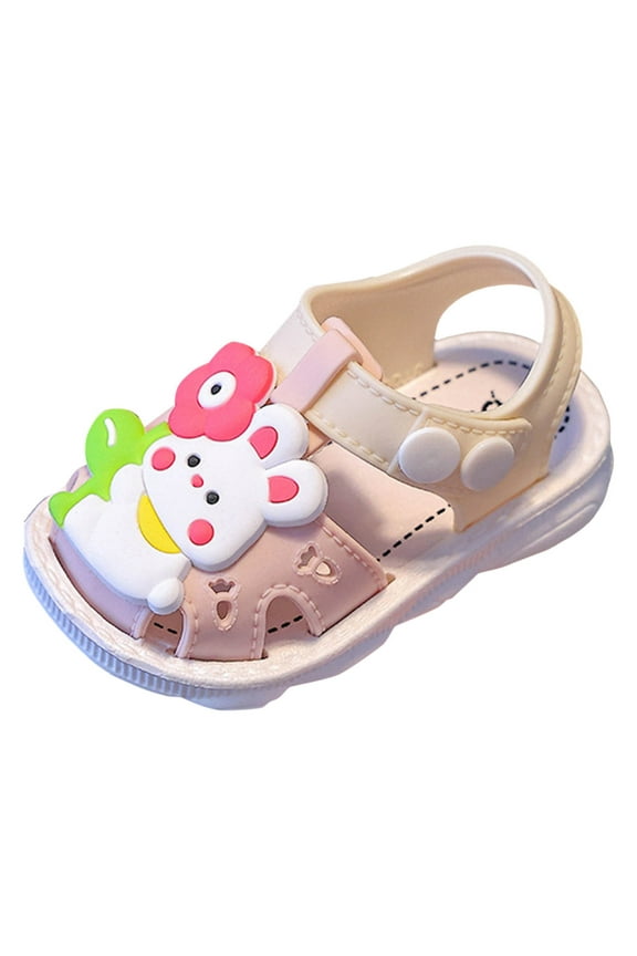 Child Girls Sandals Cartoon Character Pattern Huarache Adjustable Ankle Strap Non- Comfort Insole Medium Flatform Heel For Summer Outdoor Play Comfort Footwear,Pink,21-24 Months