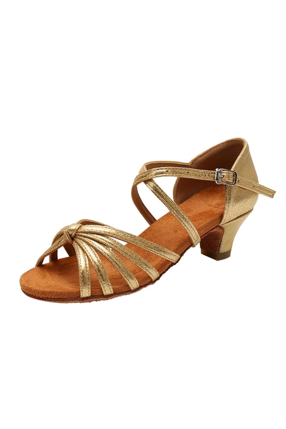 Child Girls Sandals Solid Color Wedge High Heel Narrow Non- Comfort Insole Huarache -On For Summer Party Comfort Footwear,Gold,9.5-10 Years