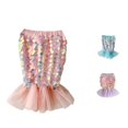 thumbnail image 1 of Rggeeun Child Girls Skirt Colorful Cute Sequins Trim Elastic High Waist Above Knee with Ruched Ruffle for Summer Outdoor Trendy Skirts,Pink,3-4 Years, 1 of 4