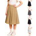 thumbnail image 1 of Rggeeun Child Girls Skirt A Line Solid Color High Waist Stretchy with Pleated Ruffle Knee Length for Summer Travel Party Trendy Skirts,Beige,11-12 Years, 1 of 8