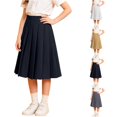 thumbnail image 1 of Rggeeun Child Girls Skirt Solid Color Pleated Ruffle Elastic High Waist Knee Length A Line for Summer Everyday Use Trendy Skirts,Blue,9-10 Years, 1 of 8