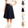 thumbnail image 1 of Rggeeun Child Girls Skirt Solid Color Pleated Ruffle Elastic High Waist Knee Length A Line for Summer Holiday Casual Skirts,Black,4-5 Years, 1 of 7