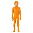 thumbnail image 1 of Rggeeun Child Orange Full Body Jumpsuit Zip Up Closure Open Face Hood Slim Fit Stretch for Halloween Workout Stylish One-Pieces,Orange,7-8 Years, 1 of 6