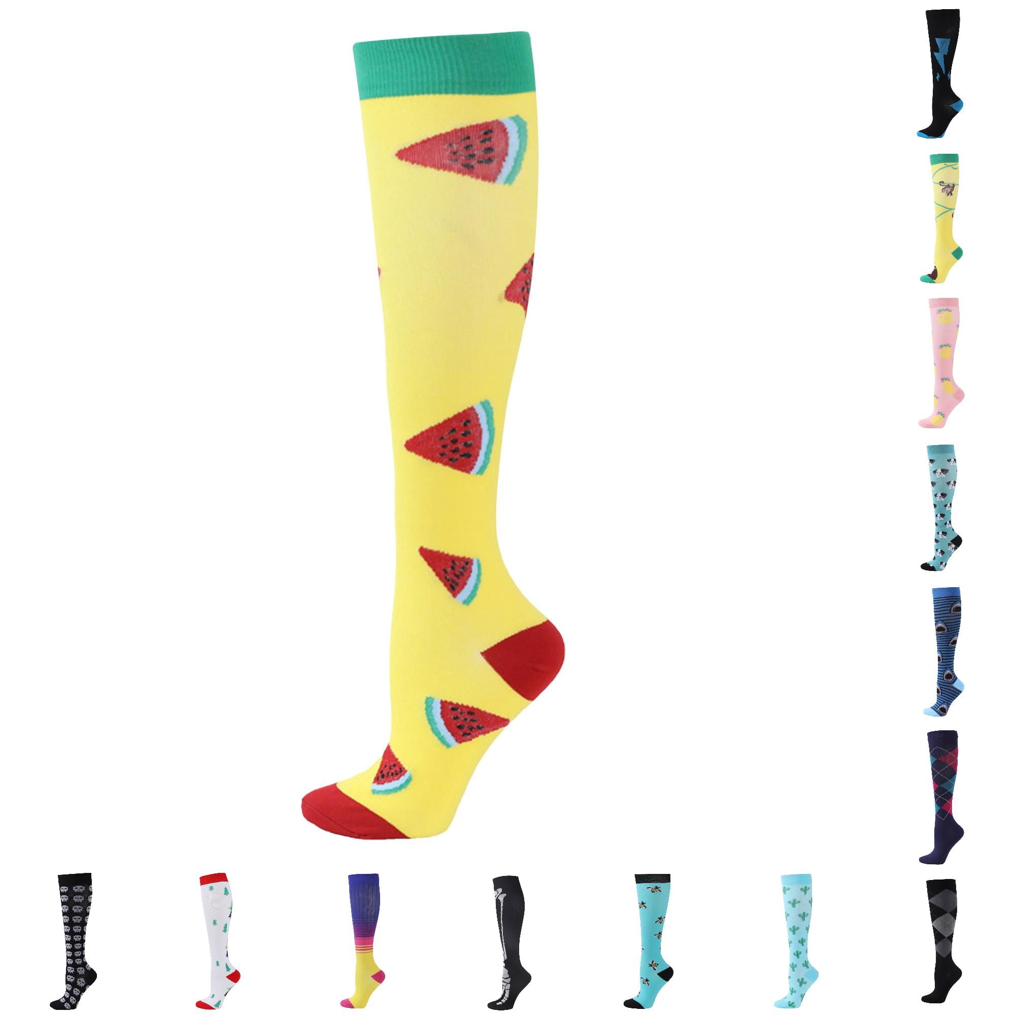 Basic Running Sign Rggeeun Compression Socks for Women Cartoon Graphic Running Socks ...