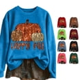 thumbnail image 1 of Rggeeun Crew Neck Sweatshirts Women Pumpkin Pattern Plus Size Loose Long Sleeve Soft Relaxed Fit for Halloween Training Simple Tops,Blue,L, 1 of 5
