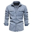 thumbnail image 1 of Rggeeun Denim Jackets For Men Spring Fall Casual With Pockets Long Sleeve Lapel Punk Jacket Outwear Streetwear, 1 of 6